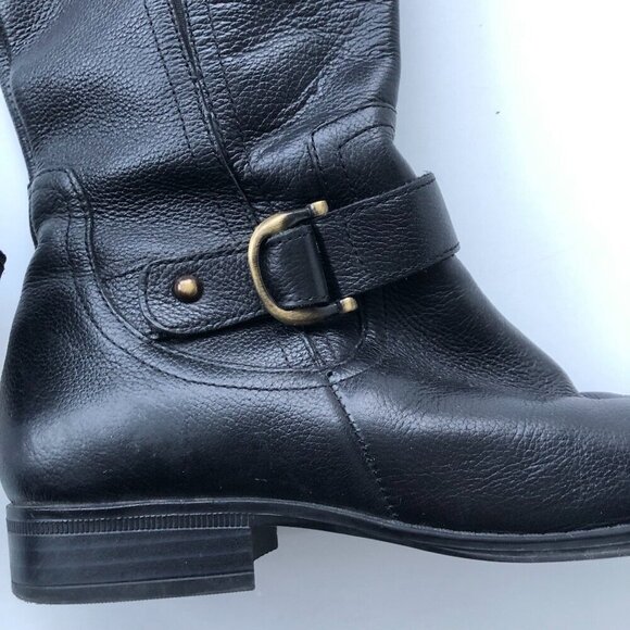 NATURALIZER Jillian Black Tall Knee High Leather Riding Boot Zipper Elastic 8.5M - Picture 8 of 16